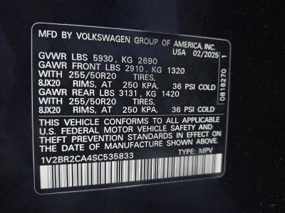 2025 Volkswagen Atlas 2.0T SEL
