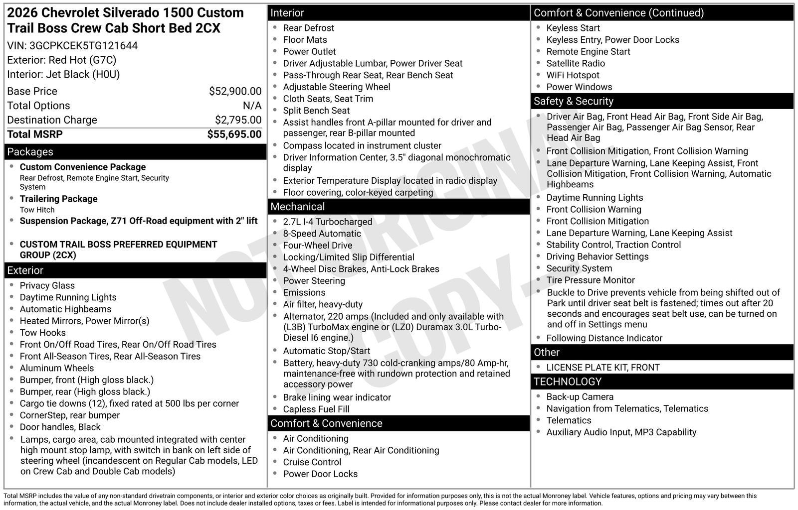 2026 Chevrolet Silverado 1500 Custom Trail Boss